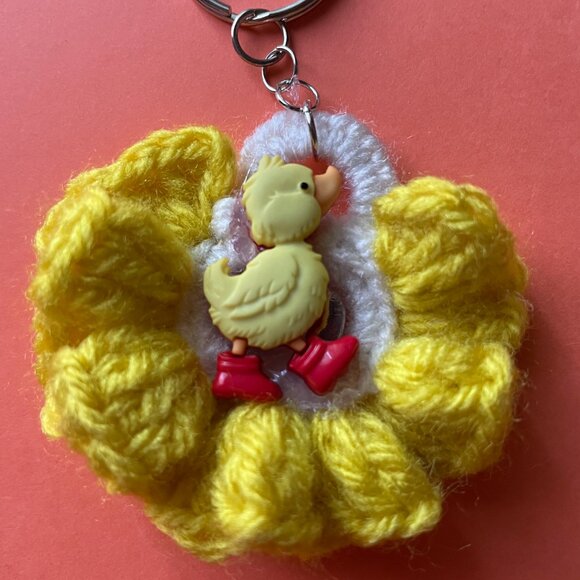 Handmade Bag Charm, Crochet Keychain Charm, Happy Dock Charm - Picture 3 of 6